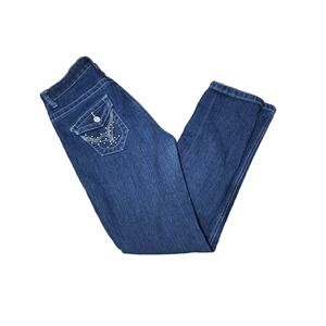 dkin Womens Jeans Blue Denim Stretch Straight Pants Size 6